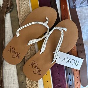 NWT - Roxy Flip Flop Sandals with White Braided Straps